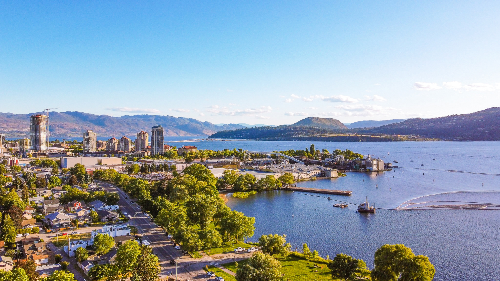 Aerial Drone of the City of Kelowna, British Columbia