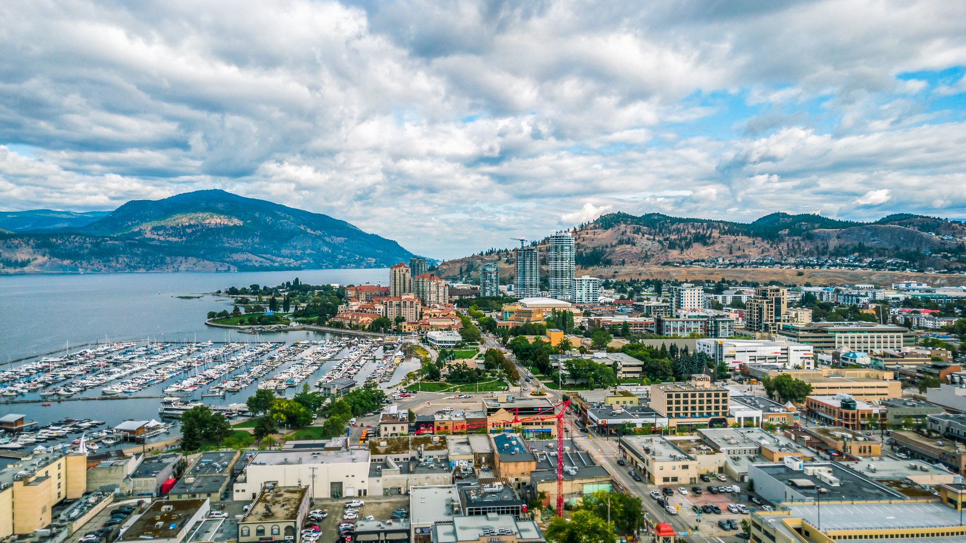 Aerial view of downtown Kelowna